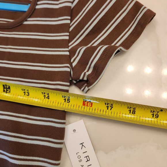 Kirious Striped Button Cropped T-Shirt Women's/Junior's Small Y2K, Skater, Retro - Picture 4 of 4